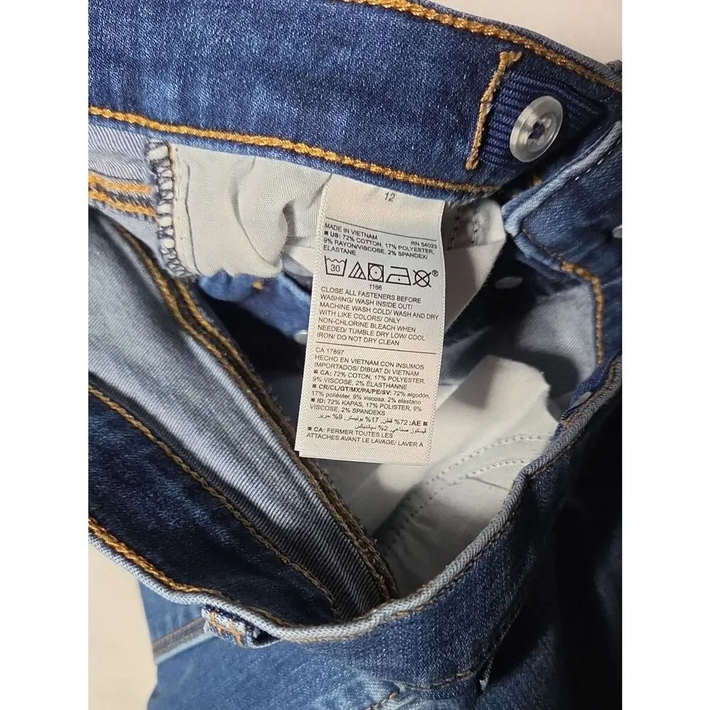 Old Navy High Rise Rockstar Super Skinny Jeggings 12 Button Fly Distressed Split